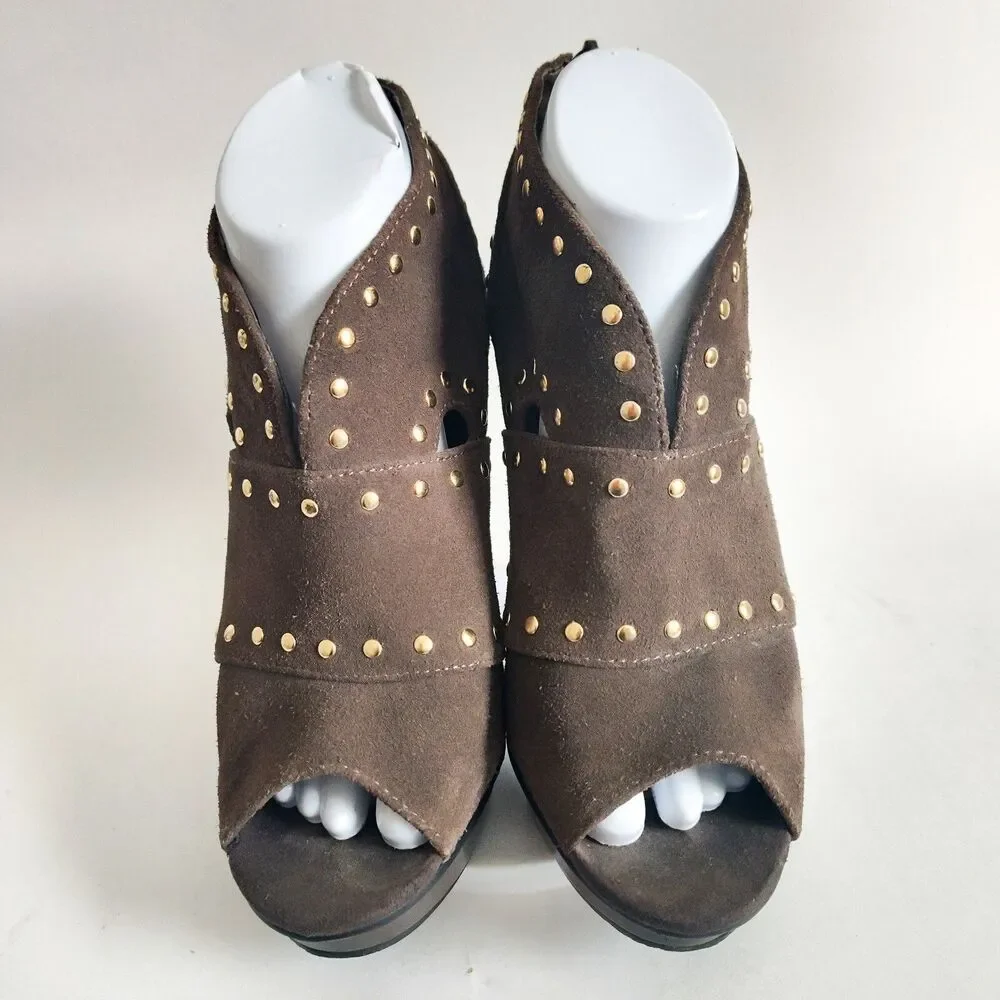 Steve Madden Devi Heels 7.5 Gray‎ Suede Studded 5
